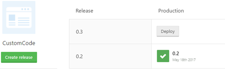 The currently deployed release